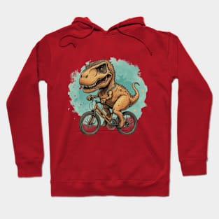 Cute dinosaur on a bicycle, dino t rex bicycling cute gift ideas Hoodie